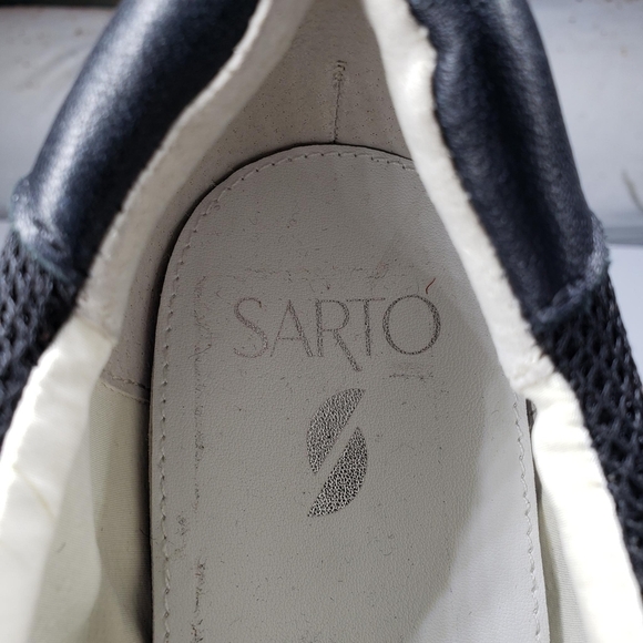 Franco Sarto | Quinn Black Leather Fabric Low Top Lace Up Sneakers Women's 7.5 - Picture 11 of 13